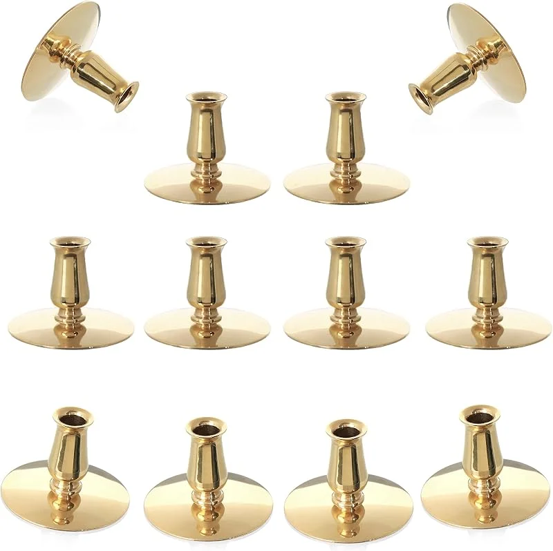 Besuche den NKlaus-Store NKlaus 12x Messing-Kerzenhalter Gold für dünne Altarkerzen bis Ø0, 9cm — Kerzenlicht Abendessen