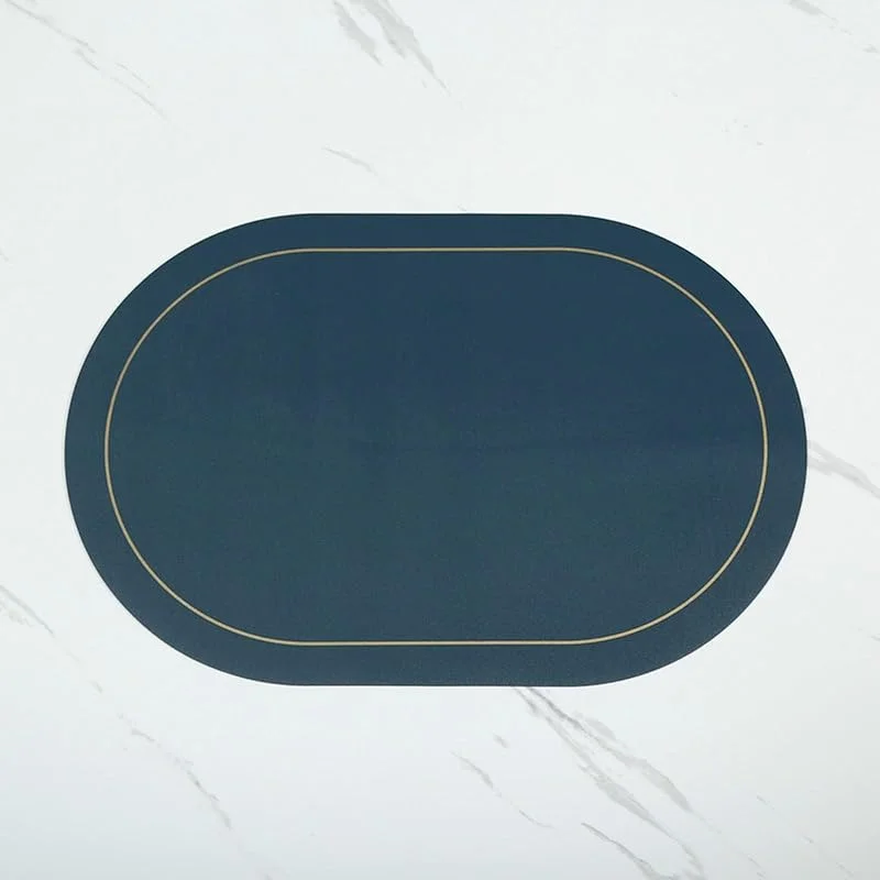 Besuche den Epinki-Store Epinki Tischset Weihnachten Abwaschbar Oval, 2Pcs Set 45x30CM Platzset Natur Oval Einfarbig Anti-Rutsch aus PU Leder, Tischmatte Schreibtisch Pfauengrün für Küche Restaurant — Küche & Haushalt