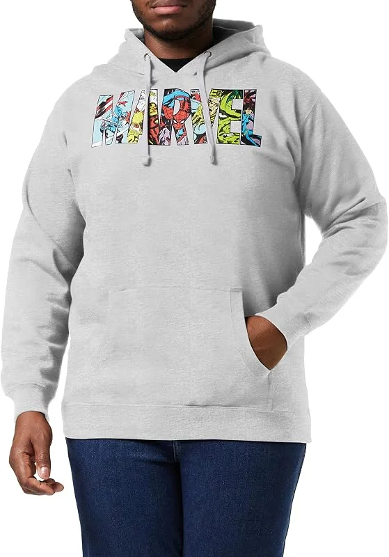 Besuche den Marvel-Store Marvel Herren Logo Characters Kapuzenpullover (1er Pack) — Weihnachtsmode