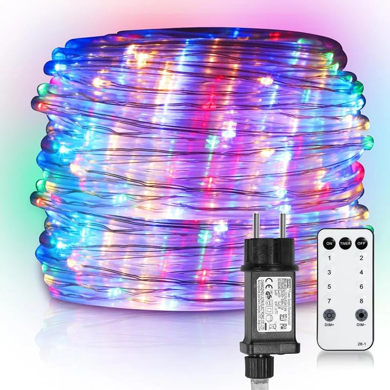 Besuche den Yakimz-Store 20m LED Lichtschlauch, 200LEDs Lichterschlauch, Lichterkette Wasserdicht mit Fernbedienung und Timer, für Outdoor Balkon, Terrasse, Hochzeit, Party, Bunt Lichtschläuche — Weihnachtsbeleuchtung