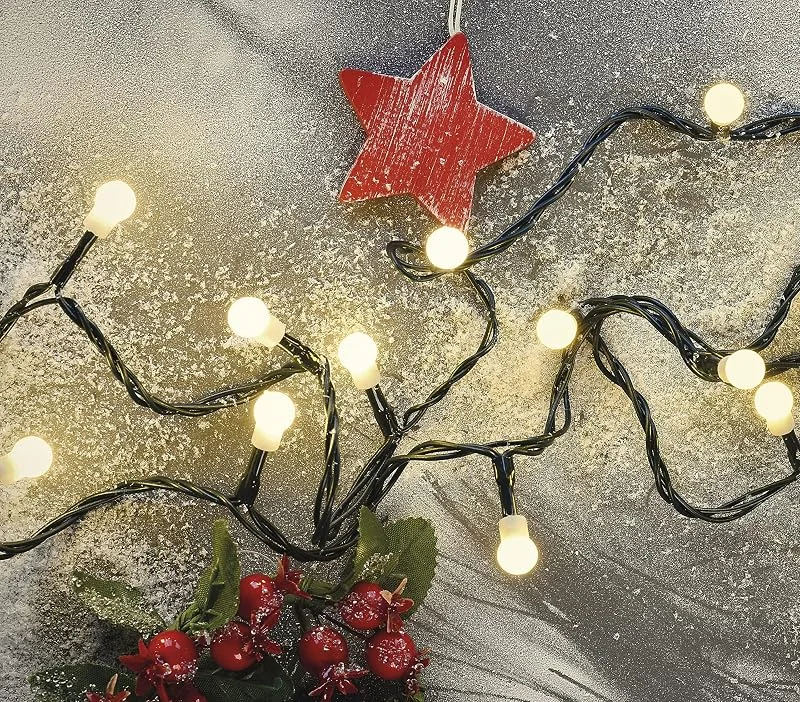 Besuche den EMOS-Store EMOS LED-Lichterkette warmweiß für Innen und Außen, 8m lange Weihnachtslichterkette mit 80 LEDs in Kugelform, 6 Stunden Timer Funktion, Netzteil und Transformator, für Partys, Weihnachten, Deko — Weihnachtsbeleuchtung