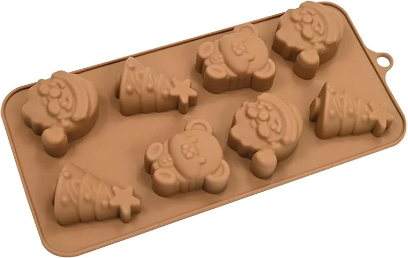 Marke: Generisch Weihnachts-Schokoladenformen 8 Kavitäten Antihaft-Backform für Kekse und — Weihnachtskueche
