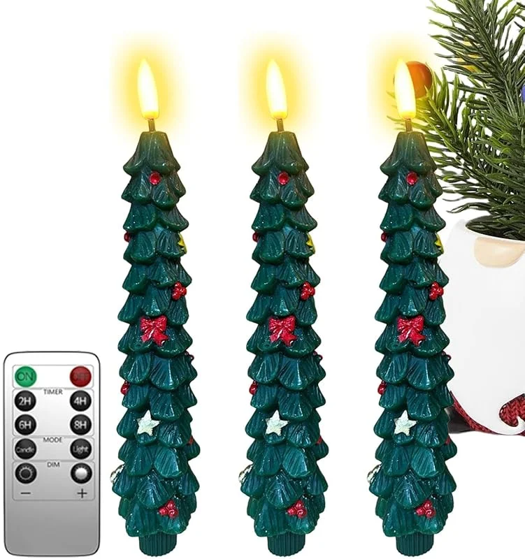 Marke: Fravsiu Weihnachtsbaumkerzen 3-teiliges Set Echtwachs-Stabkerzen — Weihnachtsbeleuchtung