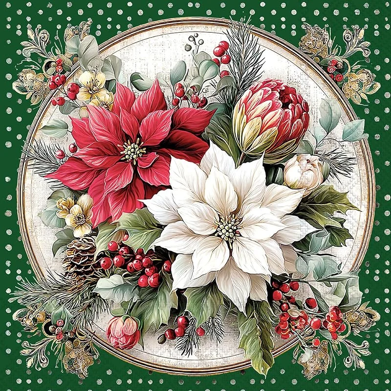 Besuche den Ambiente-Store Servietten Papier 33x33cm 3-lag. mit Weihnachtsblumen Motiv 20 Stk. — Advent und Tisch