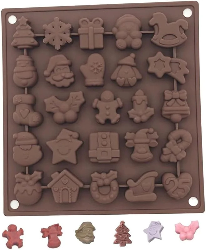 Marke: Wedhapy Weihnachts-Schokoladenform aus Silikon mit 25 Mulden Antihaft-Weihnachtsbackwerkzeug — Weihnachtskueche