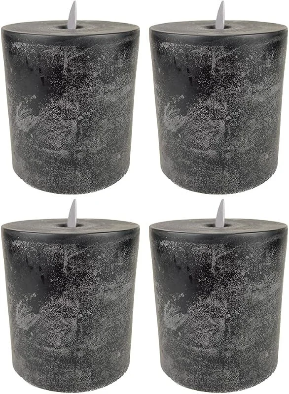 Sompex LED Kerzen mit Timerfunktion und flackernder Flamme, anthrazit ⌀ 10cm, Höhe 10, 5cm, Adventskranz 4er Sets, Weihnachtsdeko, LED Deko, Stumpenkerzen (4er Set) — Weihnachtsbeleuchtung