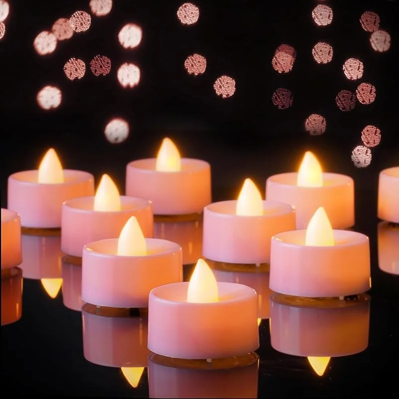 Besuche den AMAGIC-Store AMAGIC 24 Stück LED Teelichter Flameless Kerzen batteriebetrieben, flackernde Teelichter, Batteriebetriebene Kerzen für Weihnachten Hochzeiten.Rose — Kerzenlicht Abendessen
