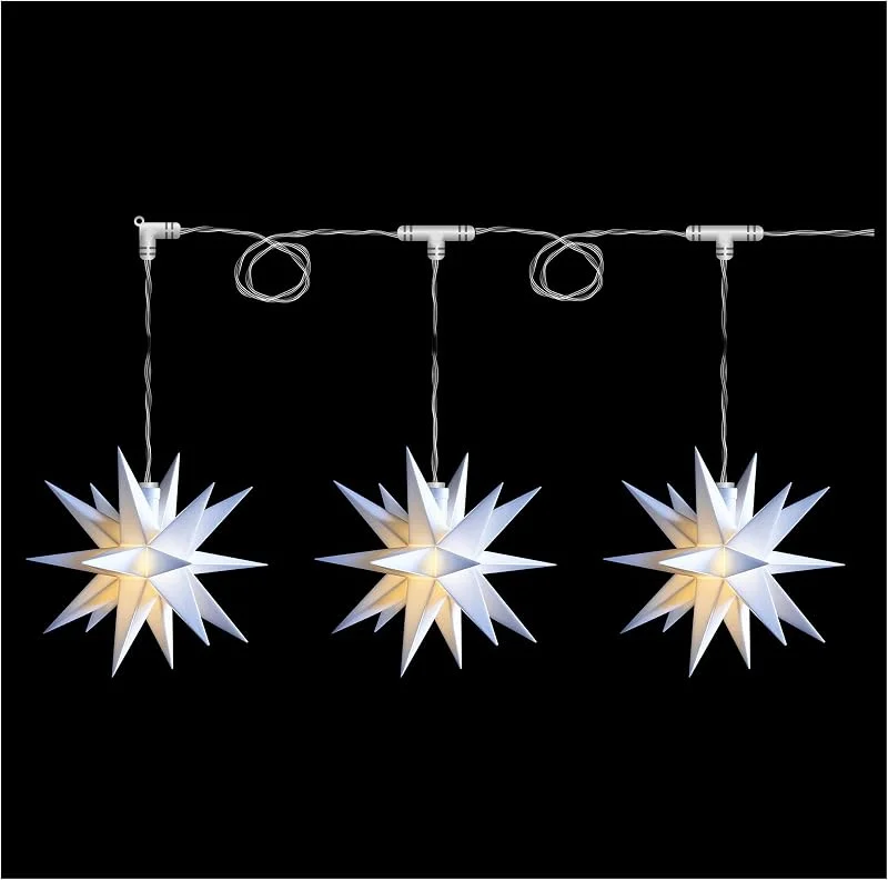Besuche den Novaliv-Store Novaliv Weihnachtsstern Dekostern Lichterkette 3x 8cm Sterne 3m Länge WEISS Sternenkette mit Baterriefach nur für INNEN geeignet LED Weihnachtsdeko Stern beleuchtet Weihnachtsbeleuchtung