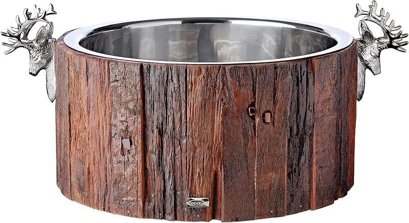 Besuche den EDZARD-Store EDZARD Champagnerkühler Kennington (Ø 47 cm, H 24 cm), Edelstahl und Holz — Wein und Festtafel
