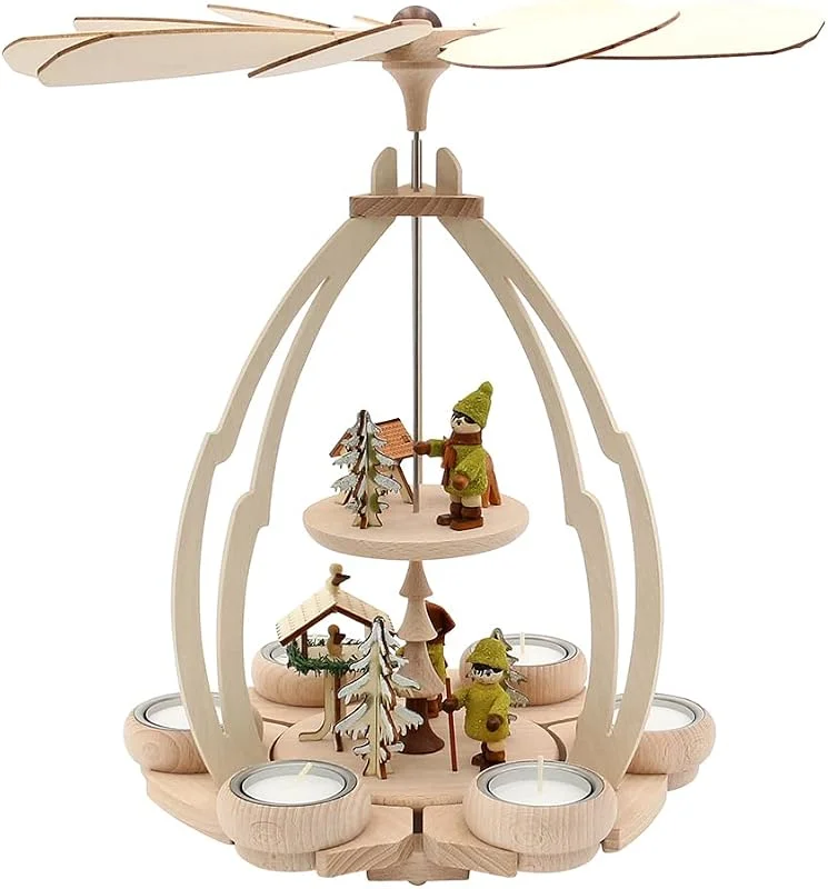 Besuche den Dekohelden24-Store Hochwertige Tischpyramide mit Mossleute, ca. 35 cm — Weihnachtsdeko