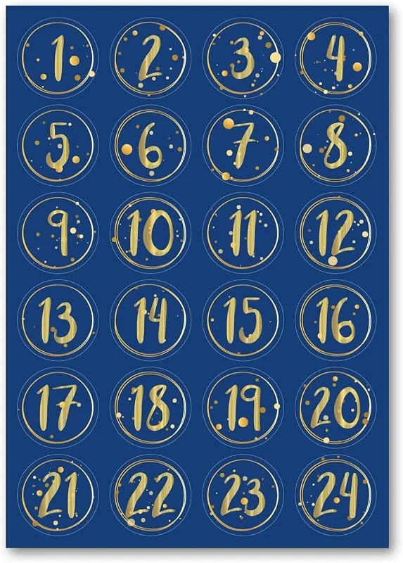 Besuche den GRAVURZEILE-Store GRAVURZEILE DIY Adventskalender Zahlenaufkleber mit 24 Zahlen - Weihnachtsaufkleber in versch. Farben - ca. 4.5 x 4.5 cm pro Sticker - zum basteln für Kinder & Erwachsene - Farbe: Blau — Advent und Tisch