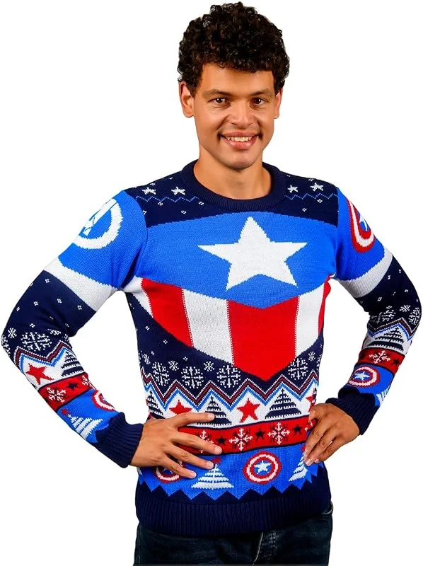 Marke: Merchoid Offizieller Marvel Captain America Strickpullover — Weihnachtsmode