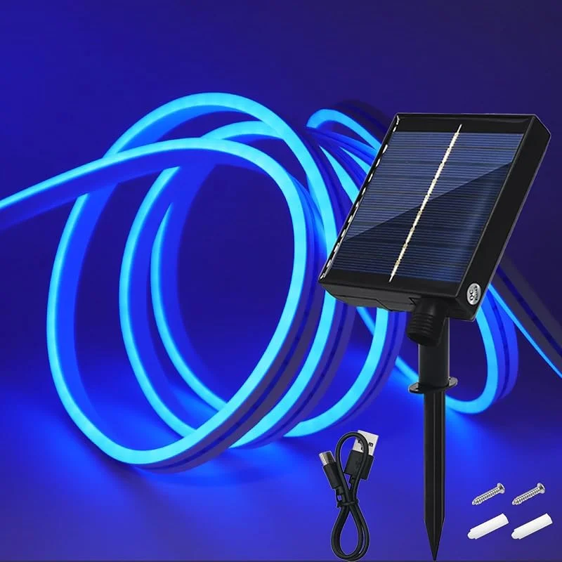 Marke: Wisada 24V Solar Neon Band, Solarbetriebene 8 Modi SMD2835 LED Stripe，Cuttable 5cm, 120LEDs, m Flex Neon LED Streifen für Terrasse, Innenhof(Golden, 11m) — Weihnachtsbeleuchtung