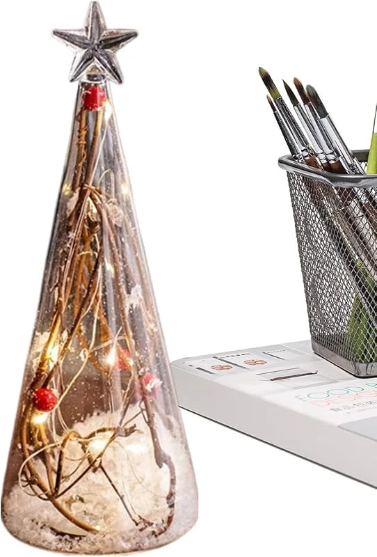 Marke: Generic Weihnachtsbaum, Weihnachtsbaum mit Kerzen, Tischzeichen für in Glas — Weihnachtsbeleuchtung