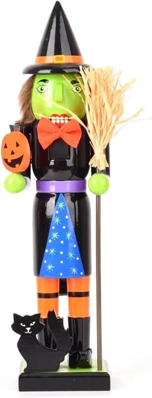 Marke: Bemonew Halloween Nussknacker Hexe Nussknacker Figuren Halloween Grün 38cm — Weihnachtsdeko