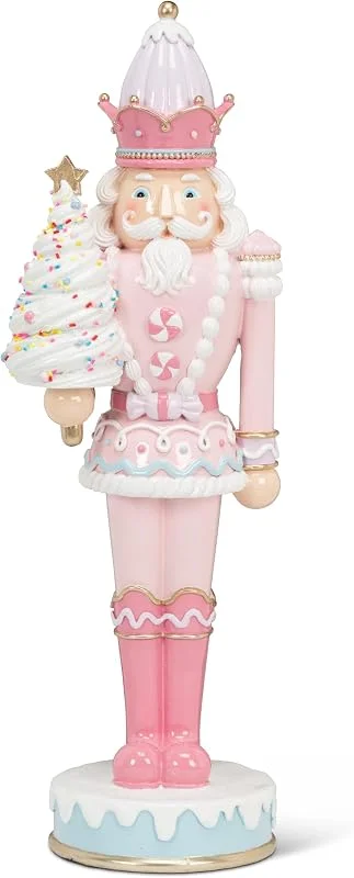 Marke: Abbott Collection Abbott Collection Glänzende große Süßigkeiten-Nussknacker-Dekofigur – Harz, Pink (45, 7 cm H) — Weihnachtsdeko