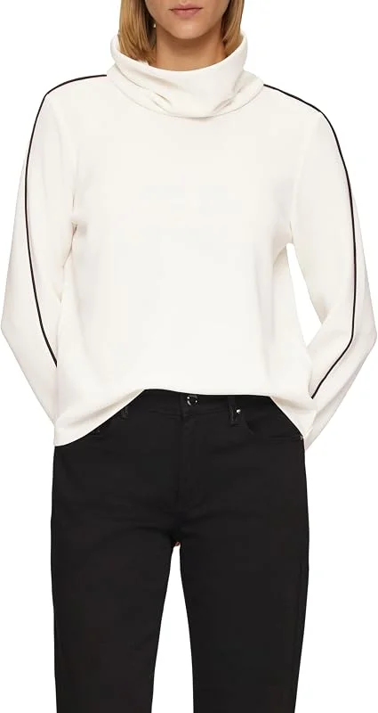 Besuche den s.Oliver BLACK LABEL-Store s.Oliver Damen Sweatshirt mit Kontrast-Details und Geschlitztem Ärmelsaum Sweatshirt mit Umlegekragen (1er Pack) — Weihnachtsmode