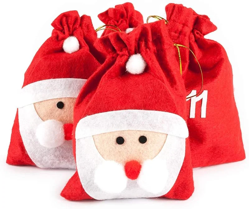 Besuche den pajoma-Store pajoma® XXL Adventskalender zum Befüllen Nikolaus Design, 24 große Stoffbeutel aus Filz mit Zahlen & Zugband, Deko & Geschenkidee für Adventszeit — Advent und Tisch