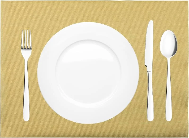 Marke: Mank GmbH Mank Tischset aus Airlaid Uni, Tischsets 40 x 30 cm für Gastronomie und Feiern, 100 Stück (Gold) — Küche & Haushalt
