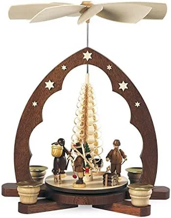 Besuche den Rudolphs Schatzkiste-Store Rudolphs Schatzkiste Tischpyramide Erzgebirgsfiguren Spitzbogen Spanbaum 1-stöckig Natur (LxBxH):25x15x30cm NEU Tischdekoration Dekoration Weihnachten Wärmespiel Lichter Figur Edelholz — Weihnachtsdeko