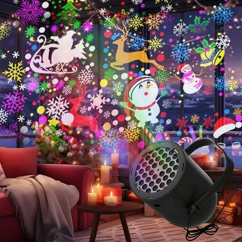 Marke: Sghjkl LED Weihnachtsprojektionslampe, 2026 Neue Weihnachten Schneeflocke Projektor Lichter Außen, USB Powered Xmas Projektion Lichter mit 9 Dynamischen Mustern, für Wohnzimmer, Urlaub Dekoration (Schwarz — Weihnachtsbeleuchtung