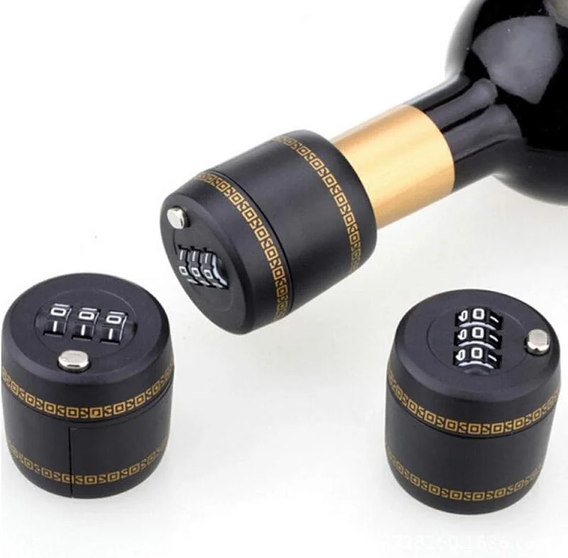 Marke: Ruluti Plastikflasche Password Lock Kombinationsschloss Weinstopper Vakuumstecker Stopper-konservierung — Wein und Festtafel