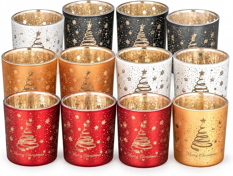 Marke: Kamelio Teelichthalter Weihnachten Glas, 12er Set Windlicht, Tischdeko — Advent und Tisch