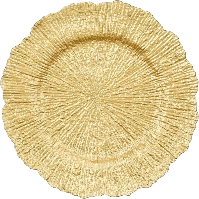 Besuche den MICA-Store MICA Dekoteller 33cm Kunststoff mit geprägtem Strahlenrelief - Gold — Advent und Tisch