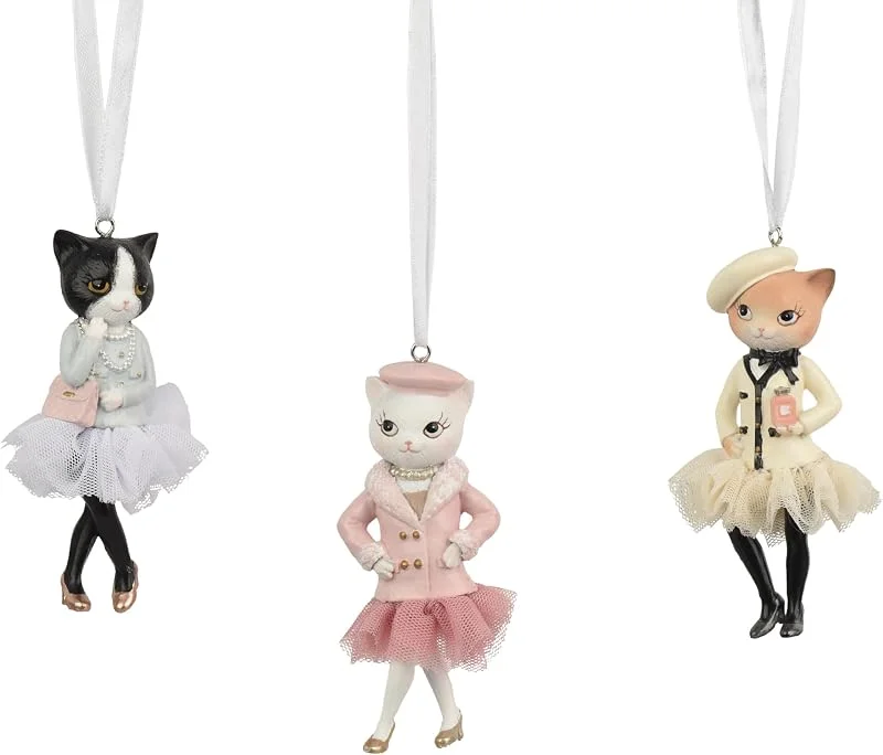 Marke: Decoris Christbaumschmuck Keramik 10, 2cm Katze Figur 3 Stück Bunt — Weihnachtsdeko