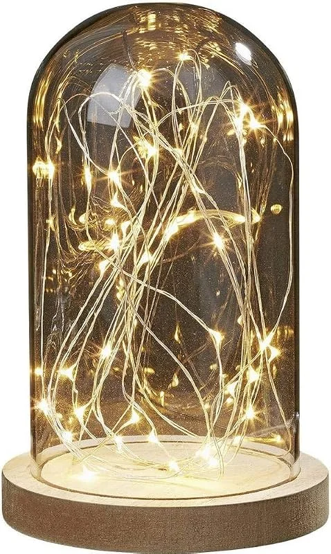 Besuche den hellum-Store hellum LED Glasglocke mit Lichterkette warmweiß, Batteie & Timer für innen — Weihnachtsbeleuchtung