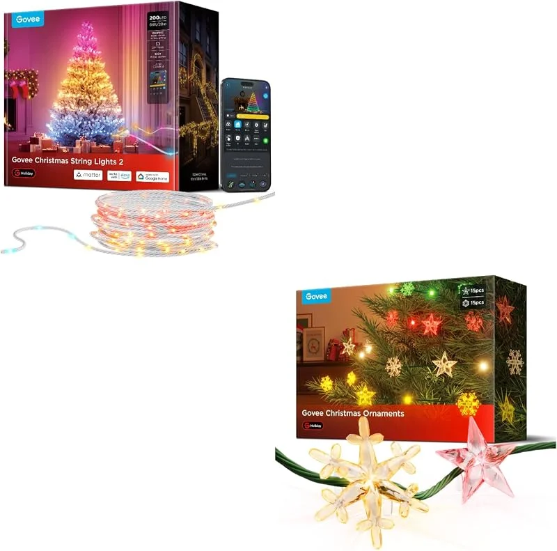 Besuche den Govee-Store Govee Weihnachtsbeleuchtung Set, 20m Weihnachtslichterkette mit 30pcs Weihnachtsdeko