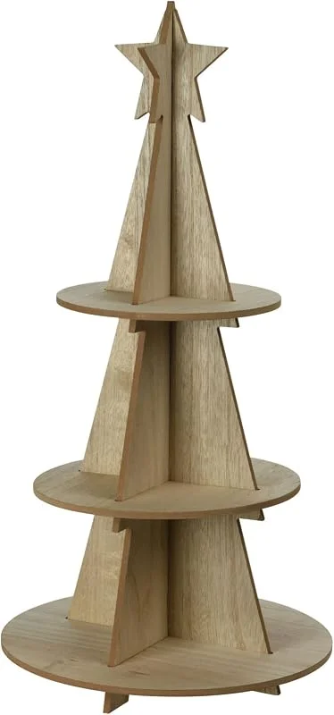 Besuche den Spetebo-Store XXL Holz Weihnachtsbaum Etagere mit Stern Spitze - 60 x 29 cm - Weihnachts Deko Pyramide mit 3 Etagen - Weihnachten Advent Winter Dekoration zum selbst Beschmücken — Weihnachtsdeko