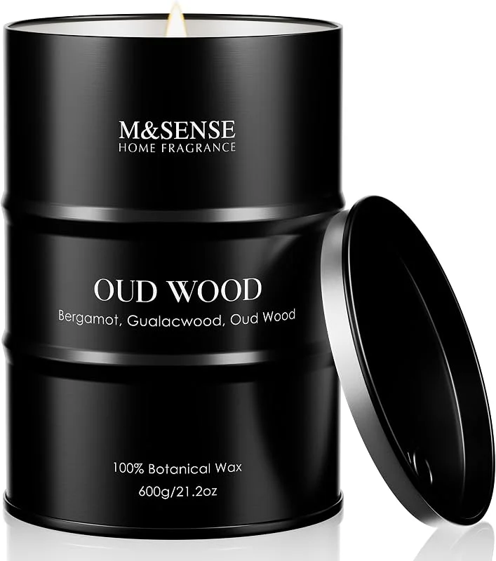 Besuche den M&SENSE-Store M&SENSE Oud Holz Duftkerze im Glas, groß 600g, natürliches Sojawachs, langanhaltende Brenndauer bis zu 130 Stunden, dekorative Sojakerze für Heim und Wohnzimmer, Geschenk für Männer — Kerzenlicht Abendessen