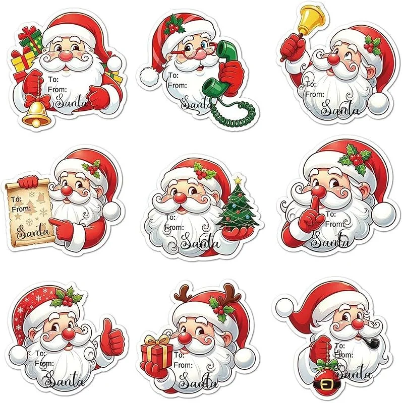 Marke: Lipfer Weihnachtsgeschenkanhänger-Aufkleber, 2er-Set Selbstklebende Weihnachtsmann-anhänger Zum Verpacken Von Geschenken Und Zum Dekorieren Von Weihnachtspäckchen — Geschenkverpackung
