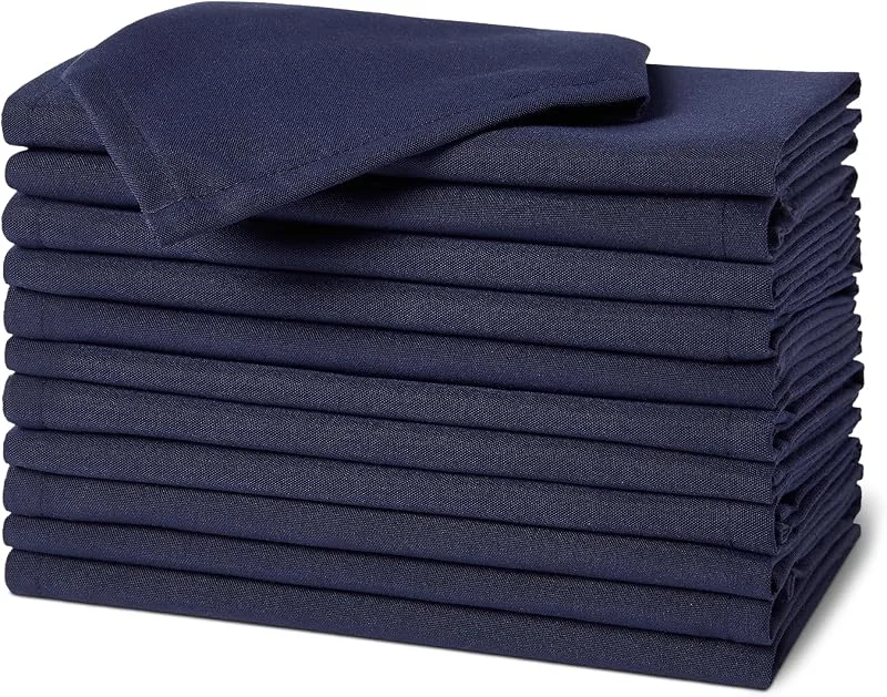 Besuche den Amazon Basics-Store Amazon Basics Wiederverwendbare schmutzabweisende und knitterfreie Stoffservietten, 12er-Pack, 43 x 43 cm, Blau — Küche & Haushalt