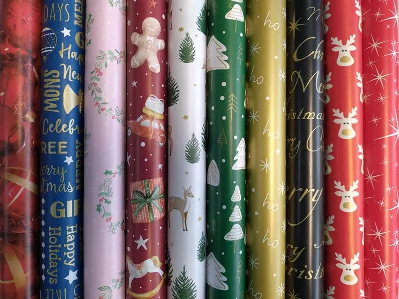 Besuche den WREDE-Store 10 Rollen Weihnachtspapier, Geschenkpapier WEIHNACHTEN 2m x0, 7m — Geschenkverpackung