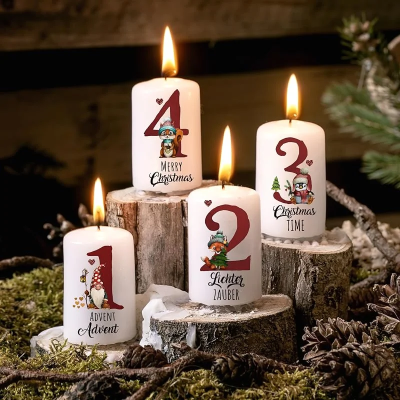 Besuche den ilka parey wandtattoo-welt-Store ilka parey Kerzensticker Kerzentattoos Tattoofolie Weihnachten Adventszahlen Adventskerzen Weihnachtsmotive für Kerzen oder Keramik A4 Bogen DIY Stickerbogen für bis zu 40 Kerzen kst150 — Kerzenlicht Abendessen