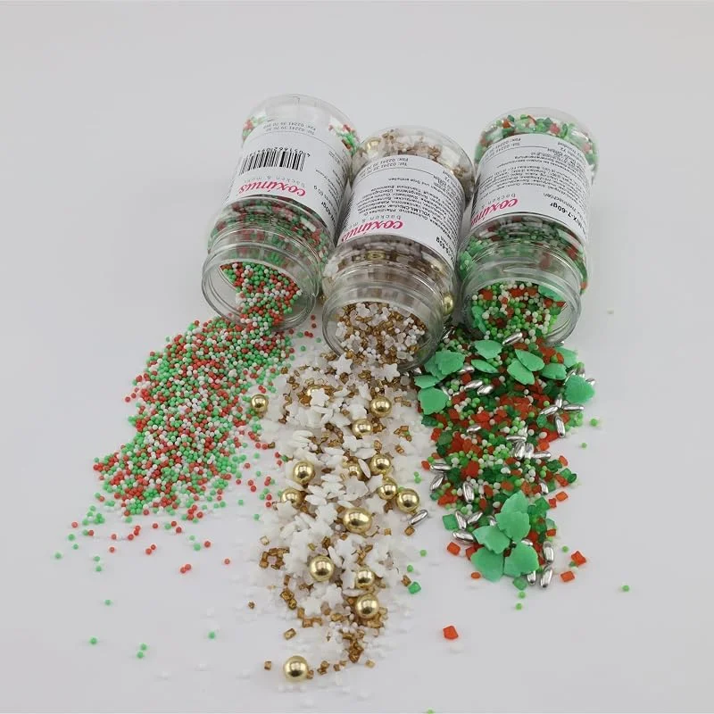 Besuche den Cake Company-Store COXIMUS Zuckermix Weihnachtsset, 3x60g Mix Weihnachten, Goldweiß und NP rot-grün-weiß, Dekoratives Zuckerdekor Set für festliche Kuchen- und Backkreationen, SET03 — Weihnachtskueche