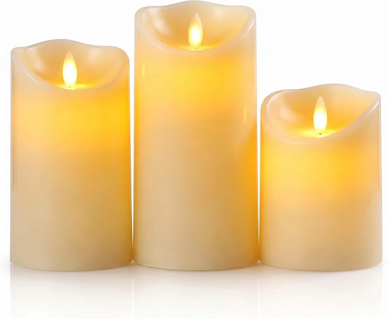 Besuche den SALCAR-Store SALCAR 3er Set LED Kerzen, Flammenlose LED Kerzen Licht Warm mit Batterie, LED Kerzenlicht Flackernd, 15 cm, 12, 5 cm, 10 cm Höhe, Dekoratives kerzen LED für Abendessen, Geburtstag, Party — Kerzenlicht Abendessen