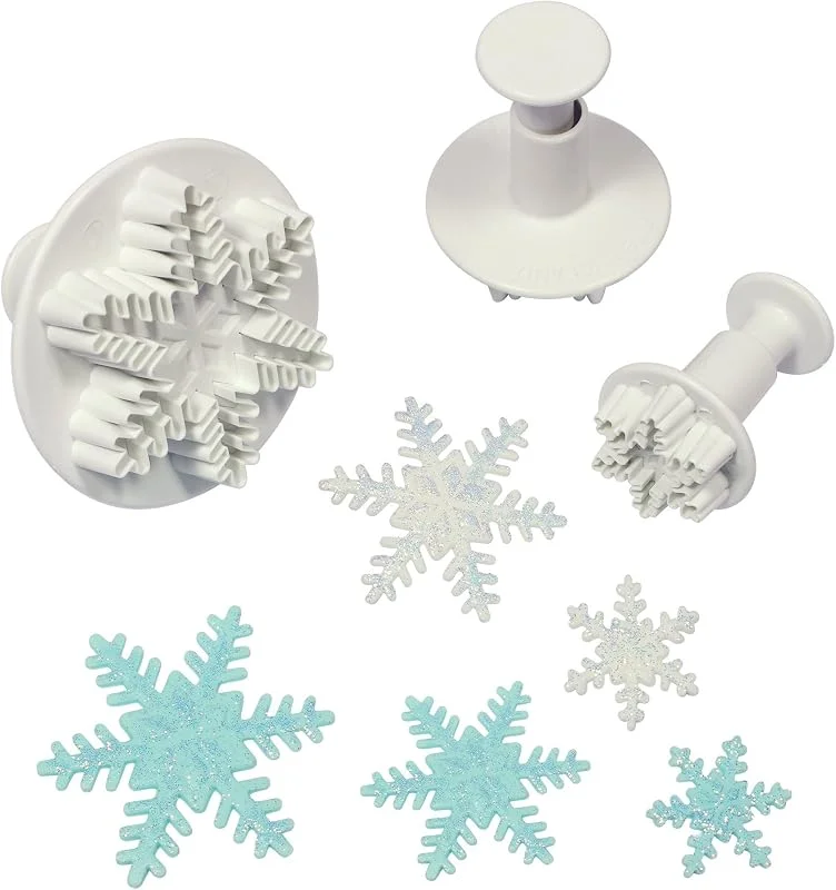 Besuche den PME-Store PME SF708 Schneeflocken-Prägeausstecher, kleines, mittelgroßes, großes Format, Kunststoff, Weiß, 9.5 x 2 x 9.5 cm — Weihnachtskueche