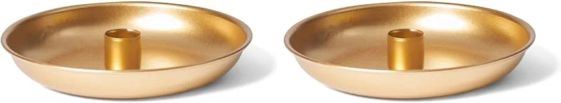 Besuche den Novaliv-Store Novaliv 2er-Set Stabkerzenhalter 13cm Metall rund Tafelkerzen Gold matt Kerzenpick Kerzenteller Dekoschale Weihnachten scandic chic Kerzenhalter Adventskranz Weihnachtsdekoration Candle Holder — Kerzenlicht Abendessen