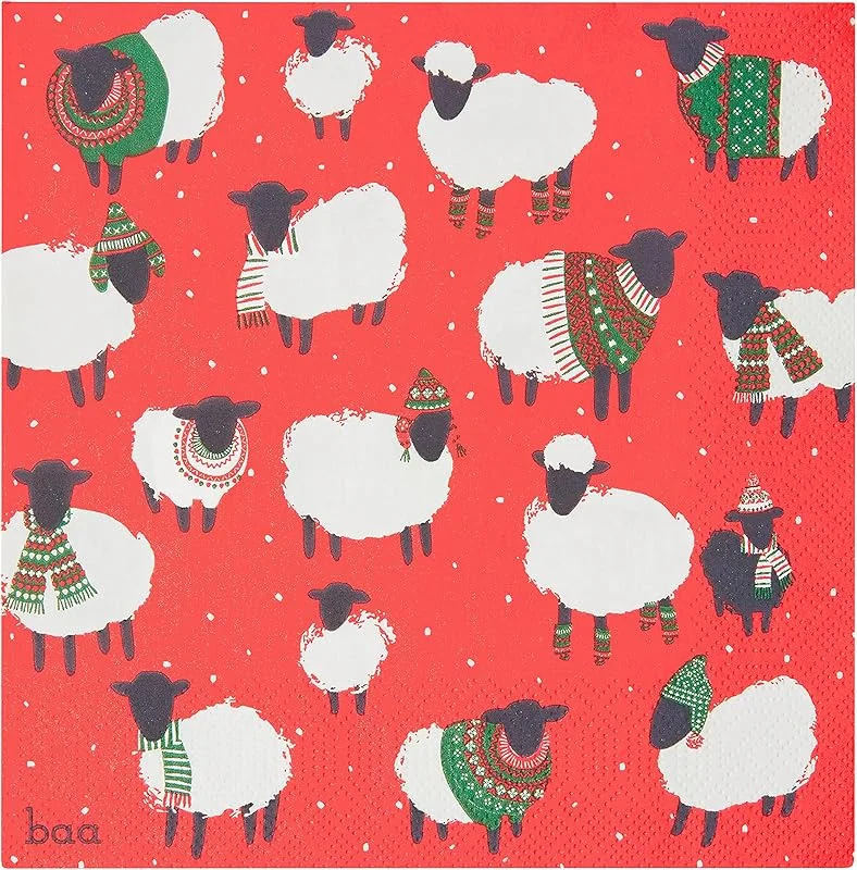 Besuche den Talking Tables-Store Talking Tables 20 Stück Weihnachtsservietten aus Schaf, Rote Papierservetten für Weihnachten, Boxing Day, Winter Dinner Party, Decoupage, 16.5 x 16.5 x 16.5 cm — Advent und Tisch