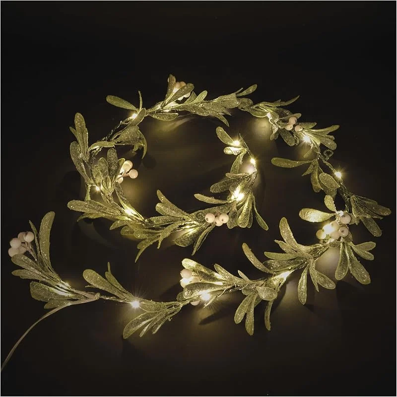 Besuche den EMOS-Store EMOS - LED-Mistelzweiggirlande 1, 5 m - Mistel-Girlande mit 25LEDs, Warmweiß - 6, 18h Timer, batteriebetrieben (3x AA), 25cm Kabellänge - Lebensdauer 10000 Stunden - für Innenbereich - Grün, Weiß — Weihnachtsbeleuchtung