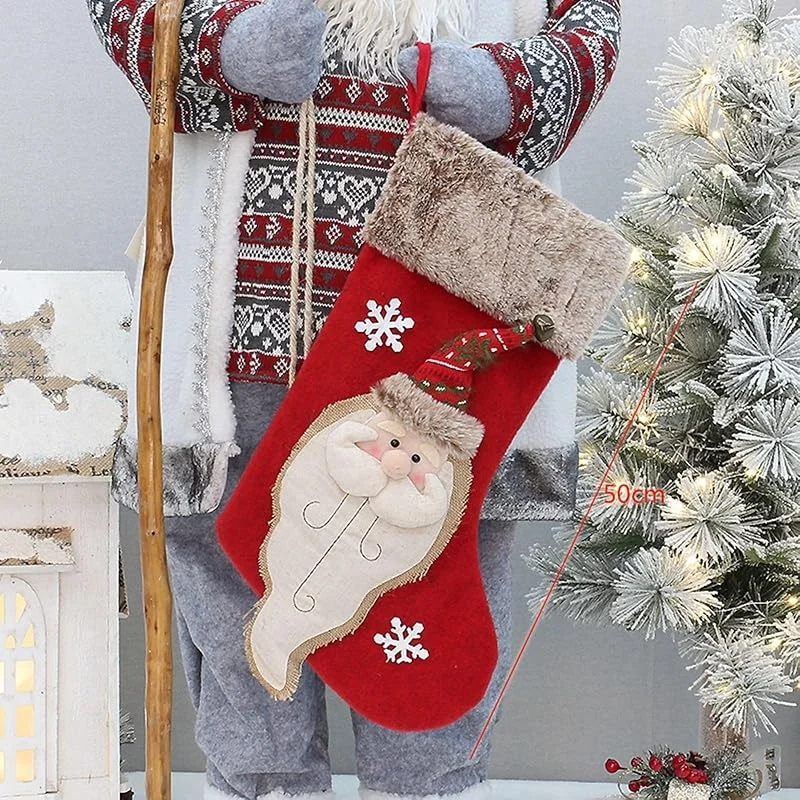 Marke: UCSUSA Schöne Weihnachtsstrümpfe Set von Zwerg Weihnachtsmann Schneemann Rentier Xmas Charakter Plüsch Hängende Geschenk Strumpf für Kamin Weihnachtsbaum Urlaub Dekor Rustikale hängende Strumpf — Weihnachtsdeko