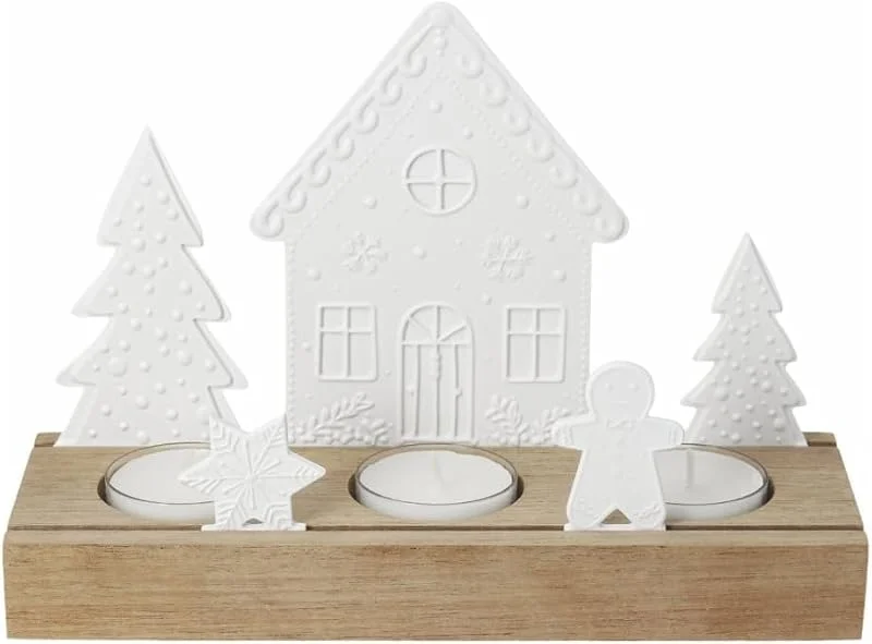 Besuche den Räder-Store räder Lichtobjekt Lebkuchendorf Akazienholz, Porzellan Teelichthalter Deko — Advent und Tisch