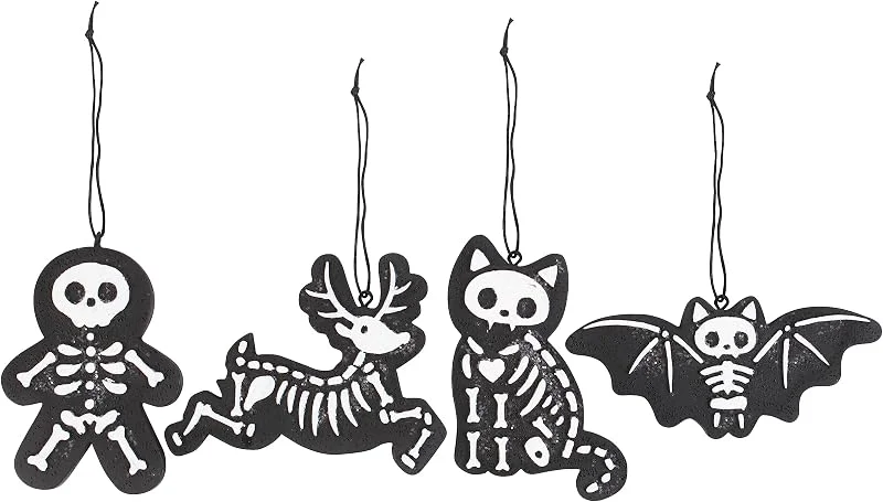 Marke: Something Different Wholesale Set of 4 Black Creepy Skeleton Cookie Ornaments — Weihnachtsdeko