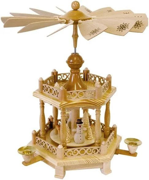 Marke: Richard Glässer Seiffen Weihnachtspyramide Schneemänner, 38 cm hoch, original Erzgebirge — Weihnachtsdeko