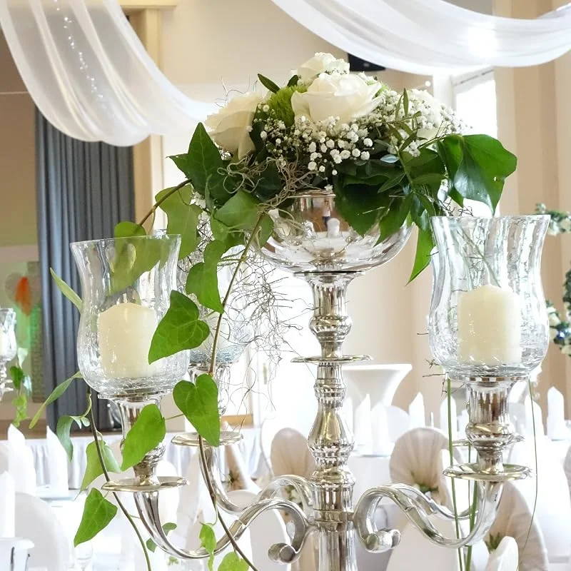 Marke: Dekowelten Blumenschale Silber - farbend 16cm Durchm. für Kerzenleuchter Kerzenständer Wedding Ohne Blumen (Silber farbend) Keine NUTZUNG Ohne Kerzenleuchter möglich — Kerzenlicht Abendessen