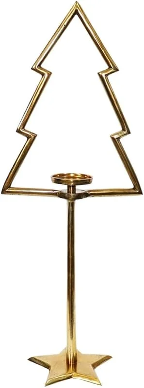 Besuche den Antikas-Store Antikas - Kerzenständer Weihnachtsbaum aus Aluminium, Gold patiniert — Kerzenlicht Abendessen