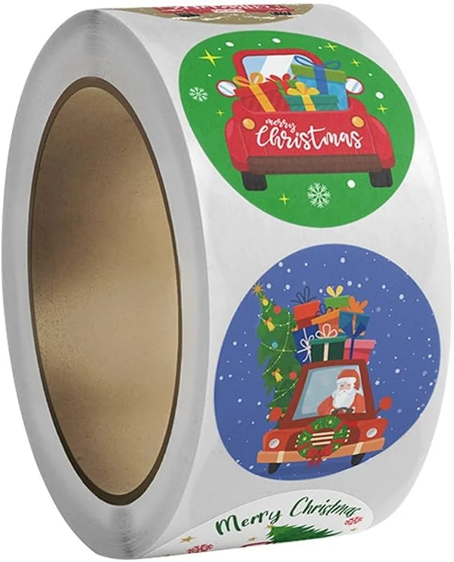 Marke: Ymxygz Weihnachtsaufkleber, 500 Stück, Weihnachtsmuster-Aufkleber, Weihnachts-Umschlag-versiegelungsaufkleber, Dekorative Anhänger-Aufkleber, Geschenk, Party-Dekoration — Geschenkverpackung